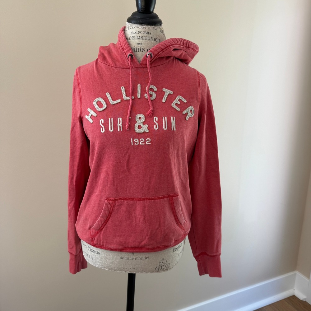 Hollister Women's Coral "Surf &‎ Sun" Hoodie Size L